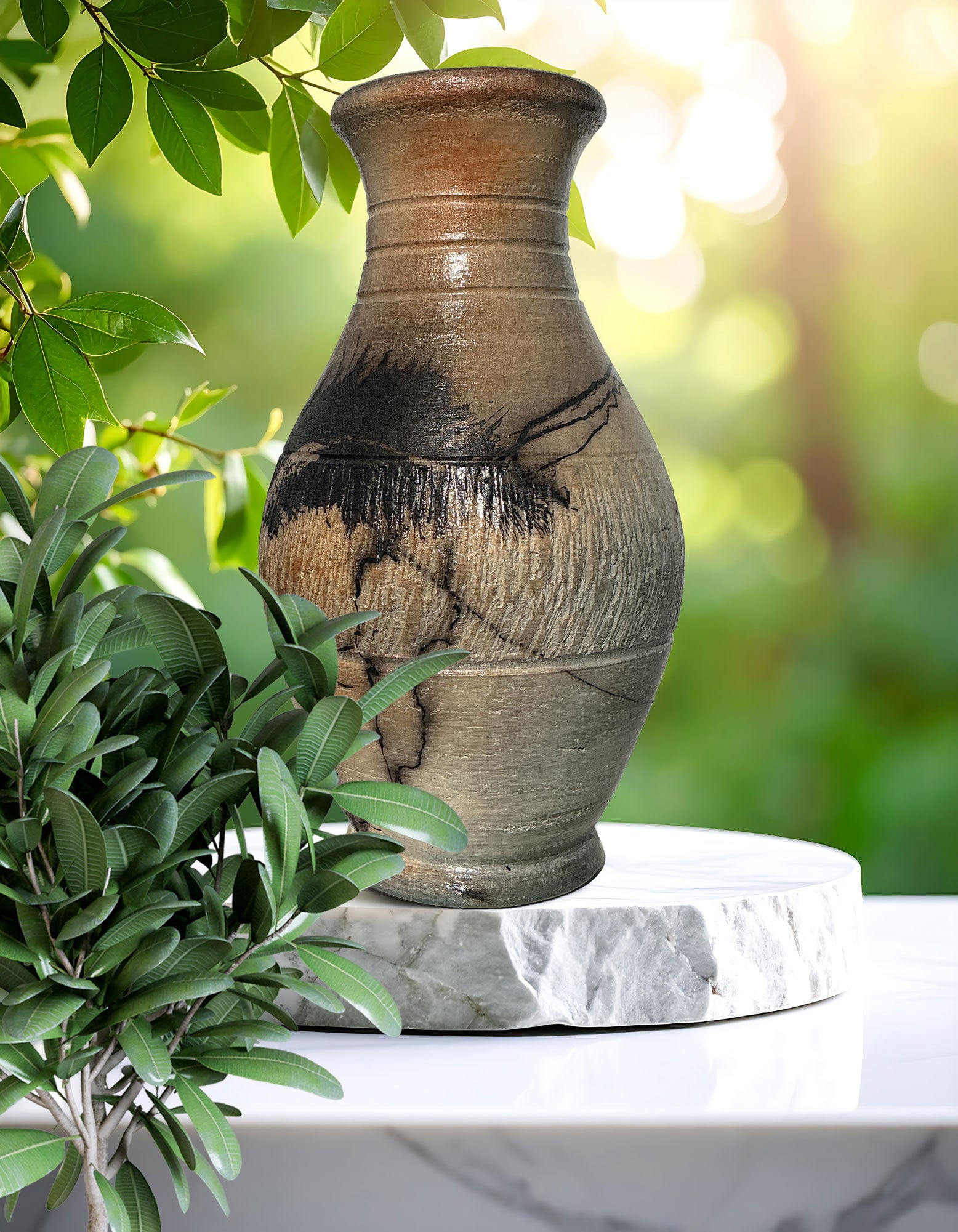 Handmade Textured Low Fire Pottery Vase