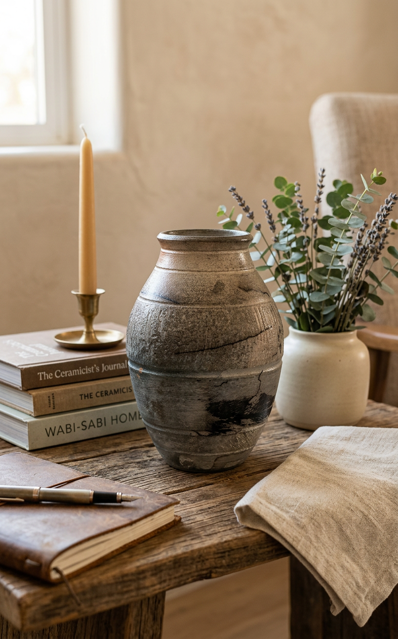Textured Horsehair Vase made with soluble  salts, horsehair and feathers