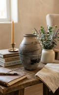 Textured Horsehair Vase made with soluble  salts, horsehair and feathers